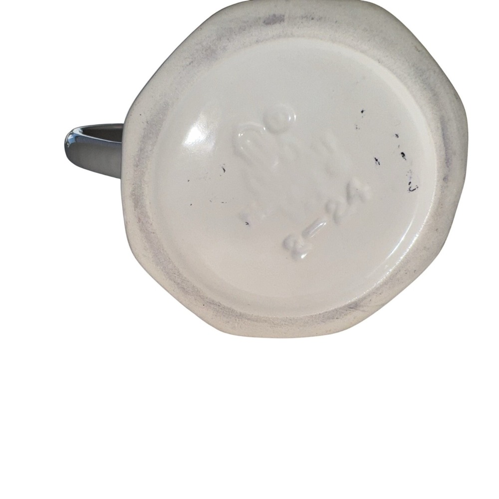 White Christmas Tree Cream Pitcher Ceramic Green Rim Holiday Decor vintage - Picture 6 of 7